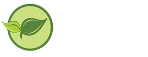A green leaf is in a green circle on a white background.